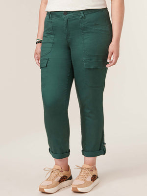 
            
                Load image into Gallery viewer, &amp;quot;Ab&amp;quot;solution Dusty Spruce Green High Rise Roll Cuff Cargo Pocket Plus Size Utility Pant
            
        