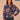 Evening Blue Graham Cracker Multi Long Drop Shoulder Ruched Dolman Sleeve Round Mock Neck Banded Hem Abstract Floral Print Plus Size Sweater