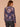 Evening Blue Graham Cracker Multi Long Drop Shoulder Ruched Dolman Sleeve Round Mock Neck Banded Hem Abstract Floral Print Plus Size Sweater