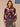 Dark Raisin Multi Long Pleated Blouson Sleeve Round Neck Shirttail Hem Floral Print Plus Size Sweater