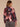 Dark Raisin Multi Long Pleated Blouson Sleeve Round Neck Shirttail Hem Floral Print Plus Size Sweater
