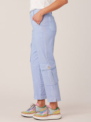 Horizon Blue Absolution Skyrise Straight Leg Cargo Patch Pocket Slit Hem Plus Size Trouser