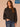 Heather Charcoal Ivory Long Dolman Blouson Drop Shoulder Sleeve Overlap High V-Neck Contrast Blanket Stitch Embroidery Detail Plus Size Sweater