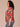 Flamingo Pink Multi Three Quarter Ruched Kimono Sleeve V-Neck Back Center Seam Shirttail Hem Floral Print Plus Size Woven Top