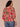Flamingo Pink Multi Three Quarter Ruched Kimono Sleeve V-Neck Back Center Seam Shirttail Hem Floral Print Plus Size Woven Top