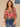 Flamingo Pink Multi Three Quarter Ruched Kimono Sleeve V-Neck Back Center Seam Shirttail Hem Floral Print Plus Size Woven Top