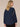 Heather Carbon Blue Long Banded Drop Shoulder Blouson Sleeve Scoop Neck Rhinestone Fringe Surplus Hem Plus Size Knit Top