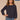 Heather Carbon Blue Long Ribbed Raglan Blouson Sleeve Scoop Neck Embroidered Detail Surplus Shirttail Hem Mixed Media Plus Size Knit Top