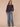 Heather Carbon Blue Long Ribbed Raglan Blouson Sleeve Scoop Neck Embroidered Detail Surplus Shirttail Hem Mixed Media Plus Size Knit Top