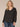 Heather Charcoal Long Banded Blouson Embroidered Sleeve Puff Shoulder Sweetheart Neck Round Surplus Hem Plus Size Knit Top  
