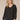 Heather Charcoal Long Banded Blouson Embroidered Sleeve Puff Shoulder Sweetheart Neck Round Surplus Hem Plus Size Knit Top  
