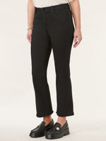 "Ab"solution Plus Size High Rise Cropped Black Denim Itty Bitty Flare