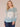 Heather Ecru Blue Long Drop Shoulder Sleeve Scoop Neck Abstract Ombre Placement Print Hi-Low Hem Plus Size Knit Top