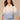 White Blue Gradient Three Quarter Blouson Raglan Sleeve Split Neck Braided Tie Crochet Edge Trim Vertical Embroidered Stripe Hi-Low Ombre Plus Size Woven Top
