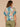 Bermuda Teal Multi Short Seamless Dolman Sleeve Scallop Embroidered Scoop Neck Shirttail Hem Abstract Leafy Placement Print Plus Size Knit Top
