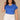 Pacific Blue Short Flutter Sleeve Crochet Scoop Neck Scallop Edge Detail Shirttail Hem Plus Size Knit Top