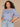 Horizon Blue Elbow Roll Cuff Sleeve Scoop Neck Half Crochet Button Placket Surplus Shirttail Hem Plus Size Knit Top