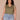 Lily Pad Multi Crochet Cap Sleeve Notched V-Neck Shirttail Hem Plus Size Knit Top