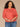 Persimmon Red Three Quarter Drop Shoulder Dolman Sleeve Scoop Neck Back Center Seam Floral Embroidery Shirttail Hem Plus Size Knit Top