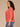 Persimmon Red Three Quarter Drop Shoulder Dolman Sleeve Scoop Neck Back Center Seam Floral Embroidery Shirttail Hem Plus Size Knit Top