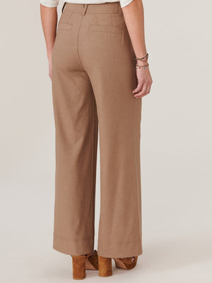 Toasted Coconut "Ab"solution Skyrise Double Button Wide Leg Front Seam Plus Size Pant