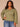 Willow Green Long Drop Shoulder Bell Sleeve V-Neck Pointelle Scallop Trim Hem Plus Size Sweater