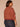 Mahogany Red Canyon Rock Three Quarter Dolman Blouson Pleated Sleeve Round Neck Banded Hem Striped Bias Stitch Plus Size Sweater