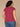 Beet Red Multi Extended Origami Cap Sleeve Floral Screen Print Scoop Neck Asymmetrical Ruched Side Plus Size Knit Top