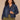 Indigo Denim Long Sleeve Collar Neck Button Front Oversized Breast Pockets Seaming Cropped Elastic Hem Plus Size Denim Jacket