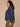 Indigo Denim Long Sleeve Collar Neck Button Front Oversized Breast Pockets Seaming Cropped Elastic Hem Plus Size Denim Jacket