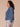 Mid Blue Long Puff Button Sleeve Collar Neck Button Up Angled Seaming Front Pocket Curved Fray Hem Plus Size Denim Jacket
