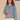 Light Blue Denim Long Sleeve Collar Neck Hidden Snap Front Waistband Tie Seaming Curved Peplum Hem Slits Plus Size Denim Jacket
