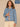 Light Blue Denim Long Sleeve Collar Neck Hidden Snap Front Waistband Tie Seaming Curved Peplum Hem Slits Plus Size Denim Jacket
