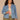 Light Blue Denim Long Sleeve Collar Neck Hidden Snap Front Waistband Tie Seaming Curved Peplum Hem Slits Plus Size Denim Jacket
