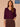 Dark Raisin Double Layer Three Quarter Sleeve V-Neck Button Down Front Contrast Scallop Edge Banded Hem Faux Twofer Plus Size Sweater Cardigan

