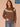 Heather Brown Multi Long Blouson Sleeve High Round Neck Fair Isle Argyle Banded Hem Plus Size Sweater Top