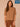 Camel Above Elbow Sleeve Drape Mock Neck Curled Edge Straight Hem Plus Size Sweater Top