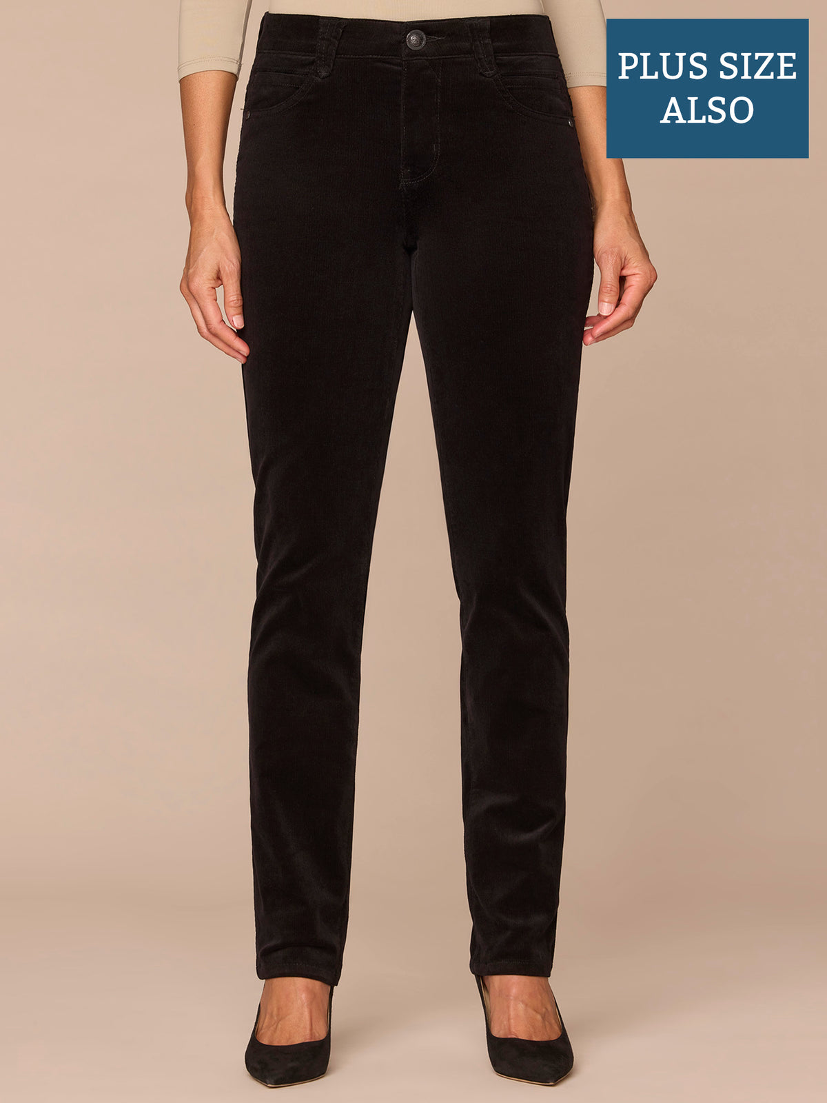 "Ab"solution® Mid-Rise Corduroy Plus Size Straight Leg Pants