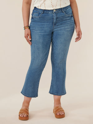 "Ab"solution Blue Denim High Rise Plus Size Cropped Barely Boot