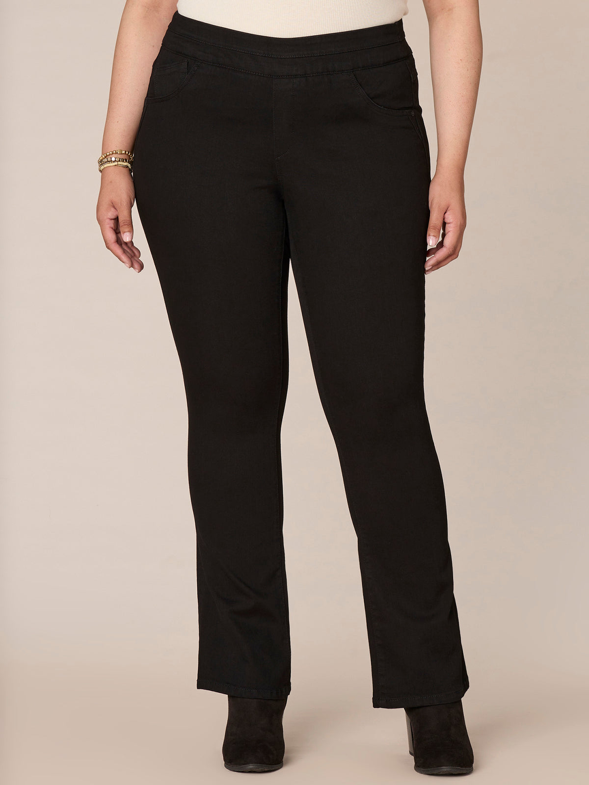 "Ab"solution High Rise Pull On Itty Bitty Boot Glider Plus Jeans