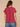Beet Red Short Sleeve Ruffle Stand Collar Split Neck Embroidered Netting Detail Shirttail Hem Plus Size Woven Top
