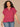 Beet Red Short Sleeve Ruffle Stand Collar Split Neck Embroidered Netting Detail Shirttail Hem Plus Size Woven Top
