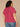 Beet Red Short Sleeve Ruffle Stand Collar Split Neck Embroidered Netting Detail Shirttail Hem Plus Size Woven Top
