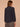 Heather Navy Long Blouson Sleeve Mandarin Collar Half Placket Embroidered Surplus Hi-Low Hem Mixed Media Plus Size Knit Top