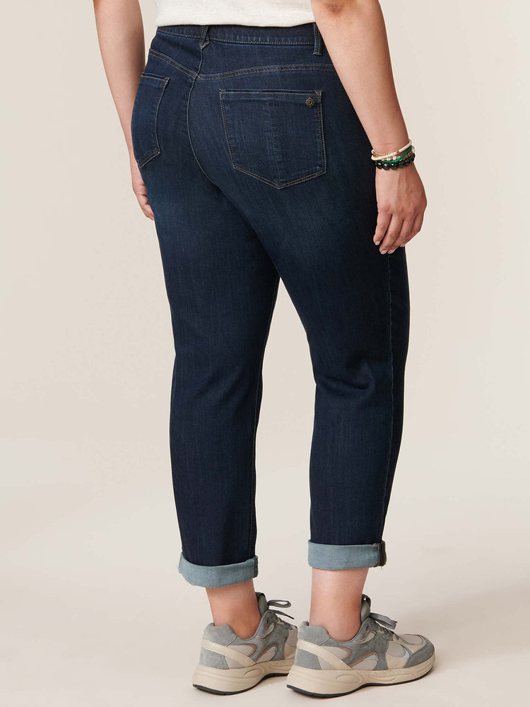 "Ab"solution Indigo Denim Plus Size Girlfriend Jeans