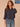 Orion Blue Three Quarter Tucked Sleeve Collar Neck Button Down Front Pocket Bubble Hem Plus Size Woven Shirt