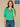 Heather Tea Leaf Elbow Blouson Puff Sleeve Smocked Cuff Scallop V-Neck Center Front Seam Plus Size Knit Top
