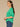 Heather Tea Leaf Elbow Blouson Puff Sleeve Smocked Cuff Scallop V-Neck Center Front Seam Plus Size Knit Top
