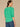 Heather Tea Leaf Elbow Blouson Puff Sleeve Smocked Cuff Scallop V-Neck Center Front Seam Plus Size Knit Top
