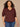 Heather Cherry Chocolate Elbow Puff Blouson Sleeve Scallop V-Neck Smocked Shoulder Back Front Center Seam Shirttail Hem Plus Size Knit Top
